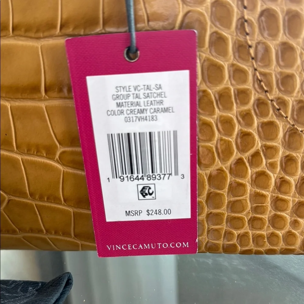 Vince Camuto Gold Tan Satchel with Crocodile Texture - Picture 3 of 13